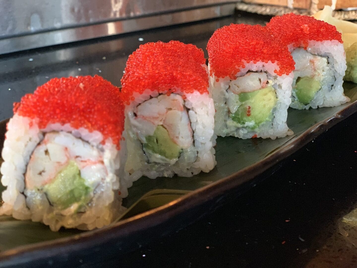 maki rolls with salmon roe