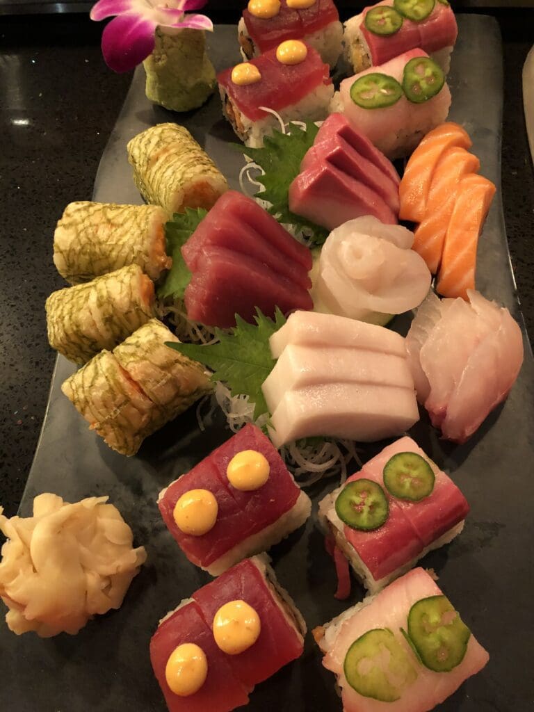 assorted sushi and sashimi