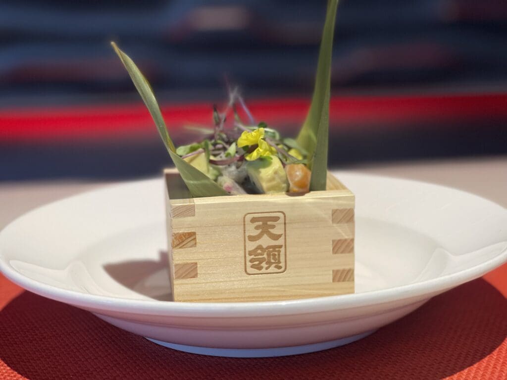 Japanese dish in a wooden box