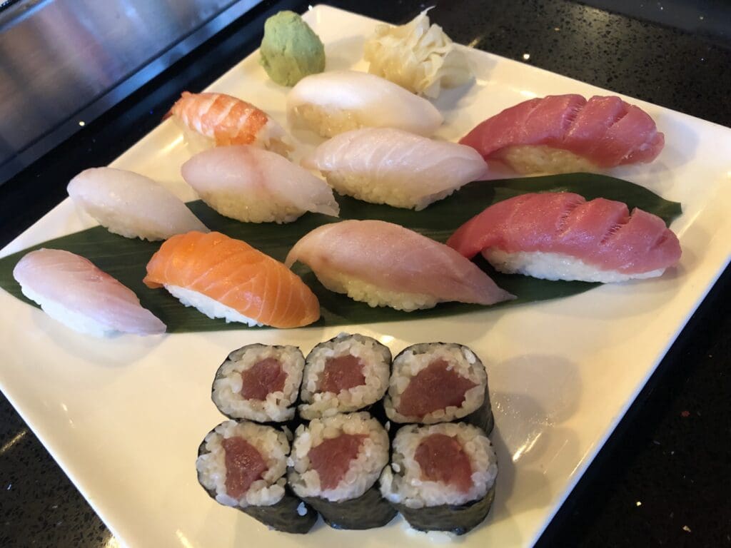 different sushi and sushi rolls