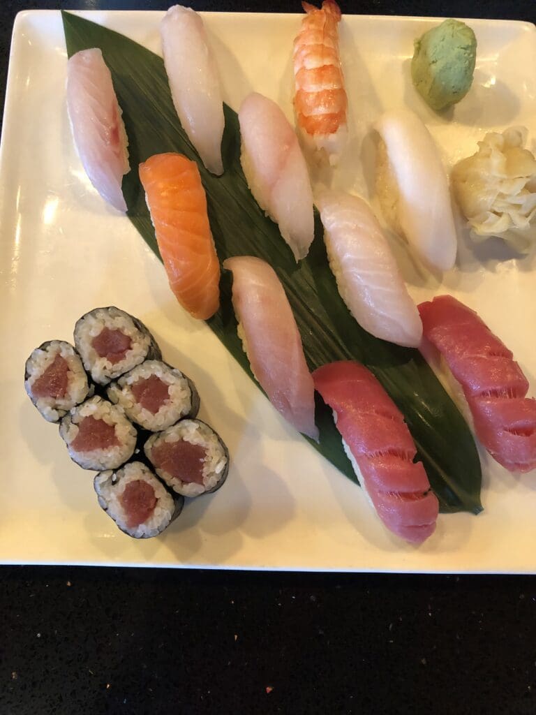 sushi with sushi rolls
