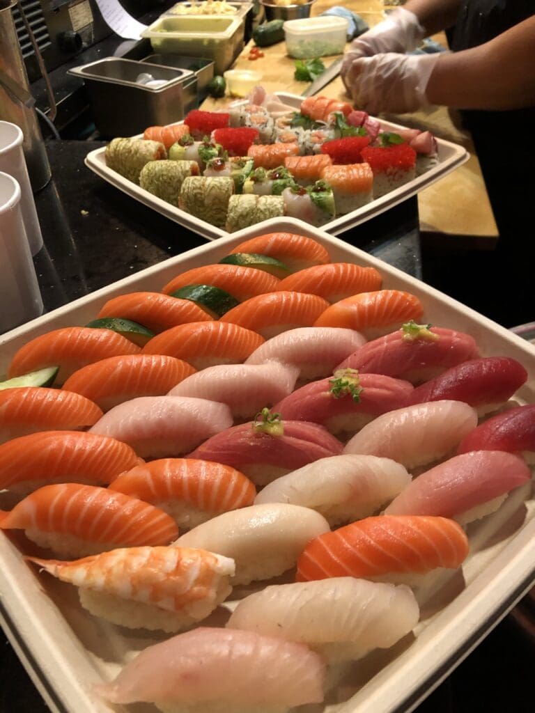 assorted sushi platters