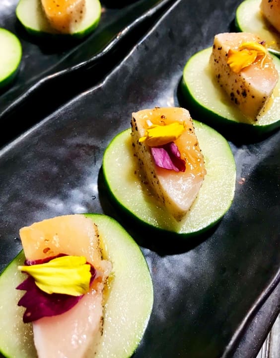sashimi on cucumber